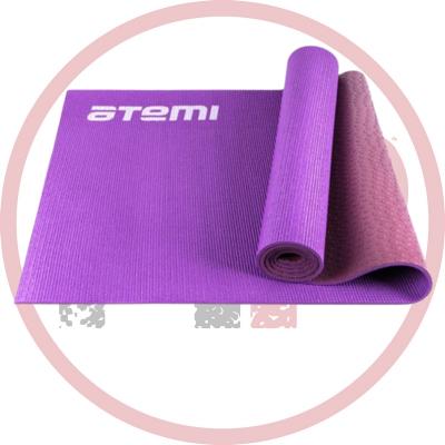 Коврик для йоги и фитнеса Atemi, ПВХ, 173x61x0,6 см, двусторонний